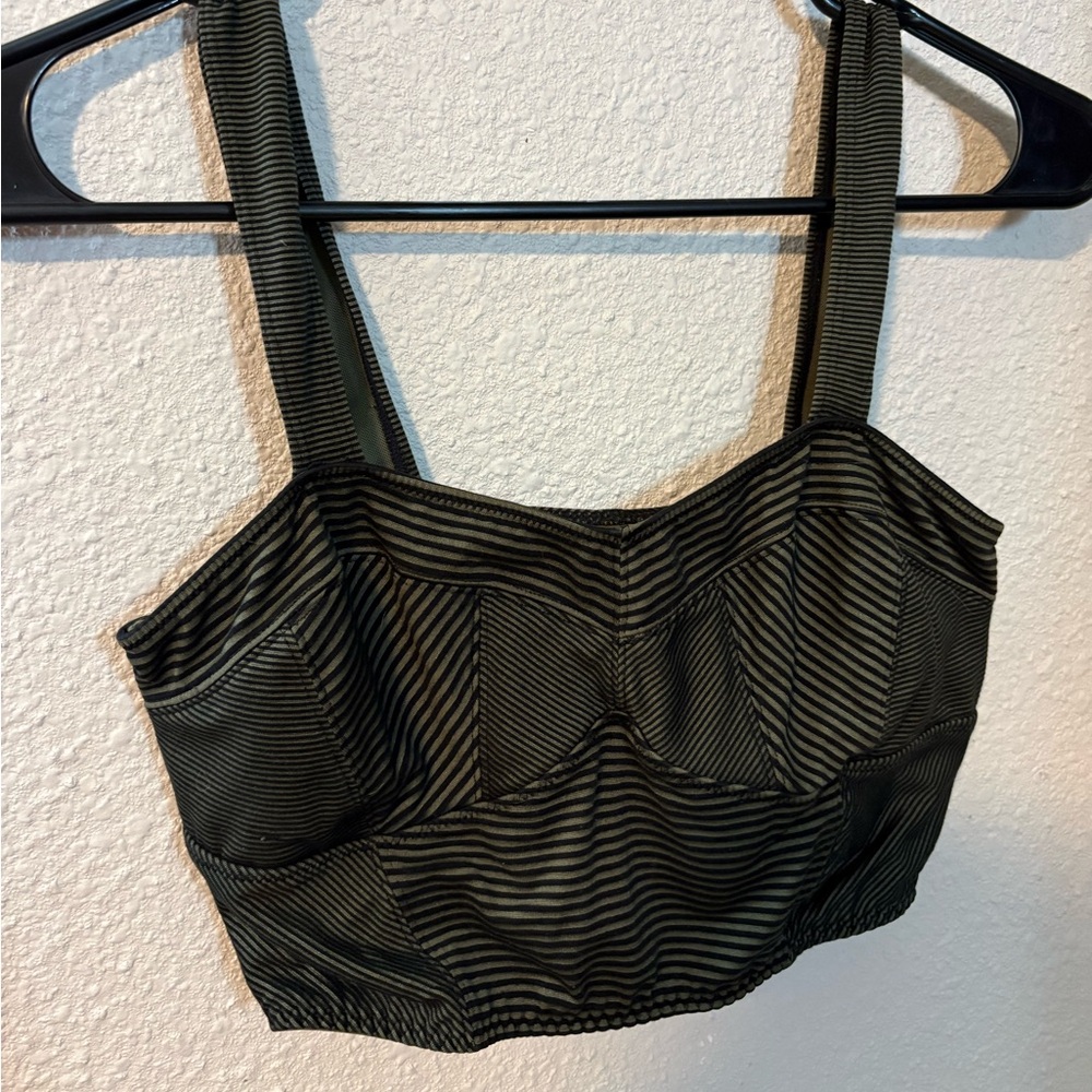 Free People Olive Green Textured Top